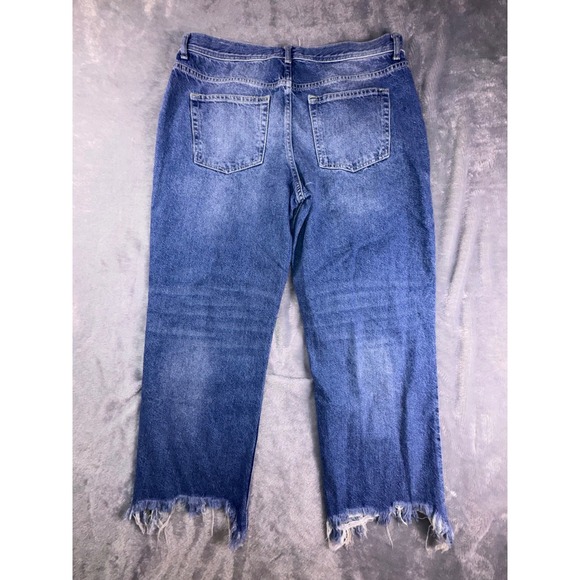 We‎ The Free People Maggie Mid Rise Jeans Raw Hem Women's 31 Stretch 32x25 Loose - Picture 9 of 13